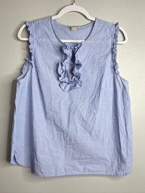 J.Crew Light Blue Chambray Ruffle Sleeveless Top - Size 14